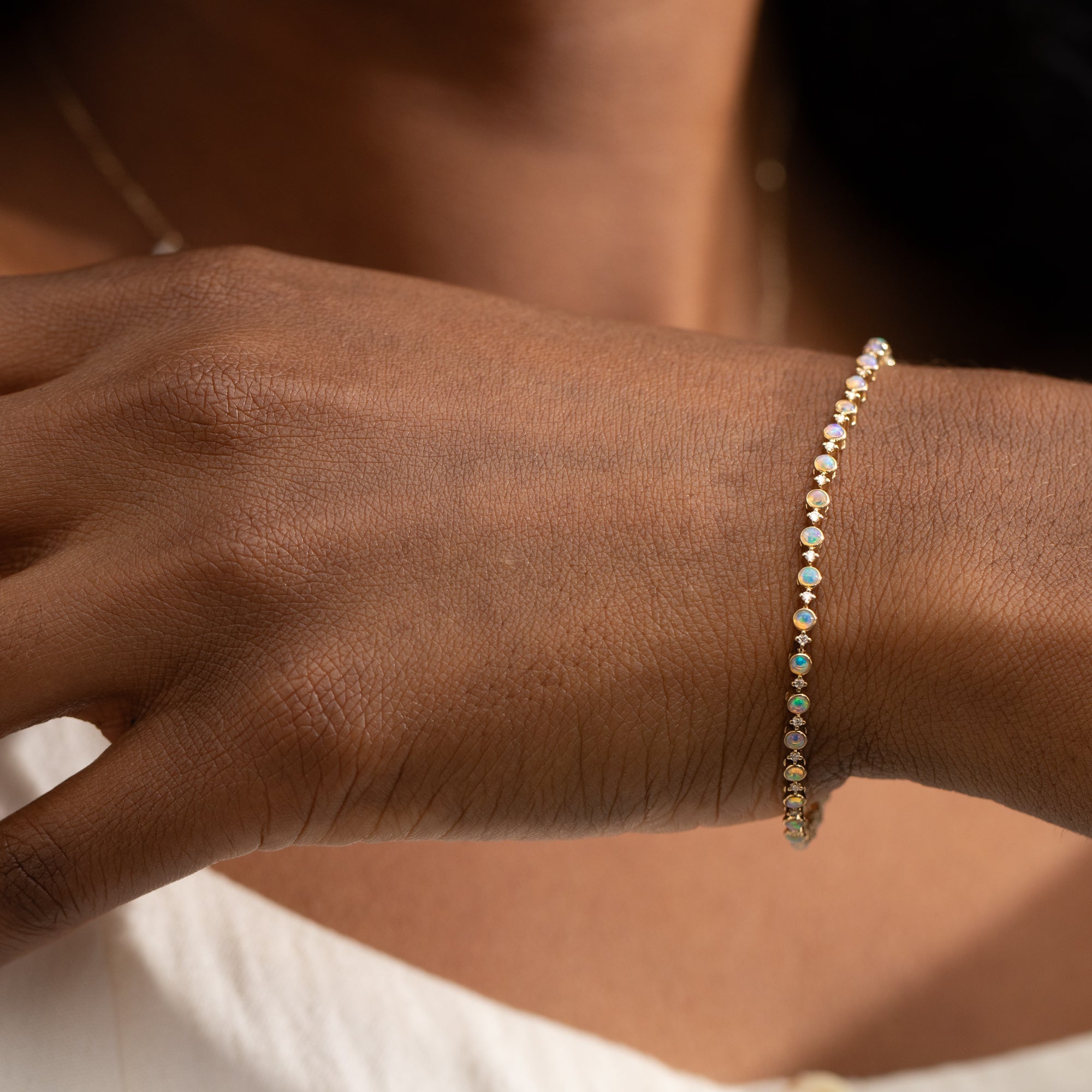 Opal + Diamond Tennis Bracelet
