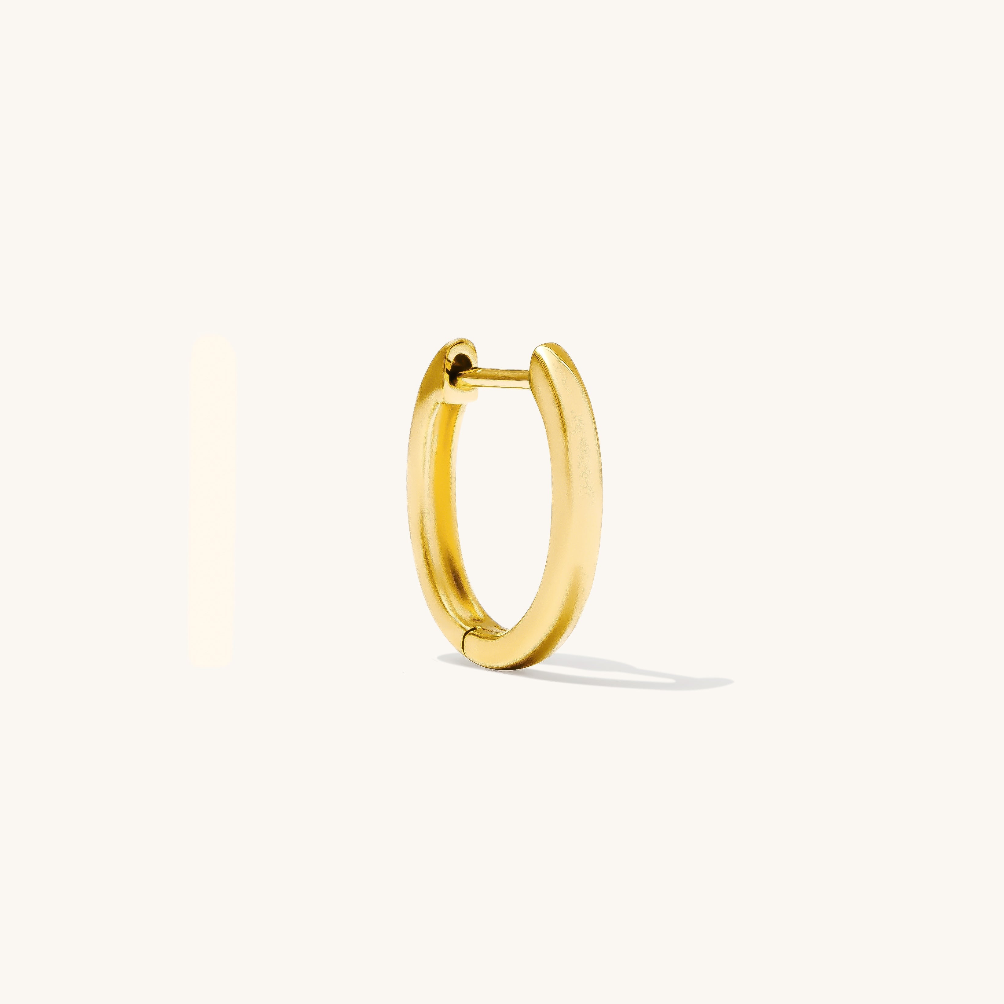 Oval Huggie Hoop Earrings - 14k Solid Gold