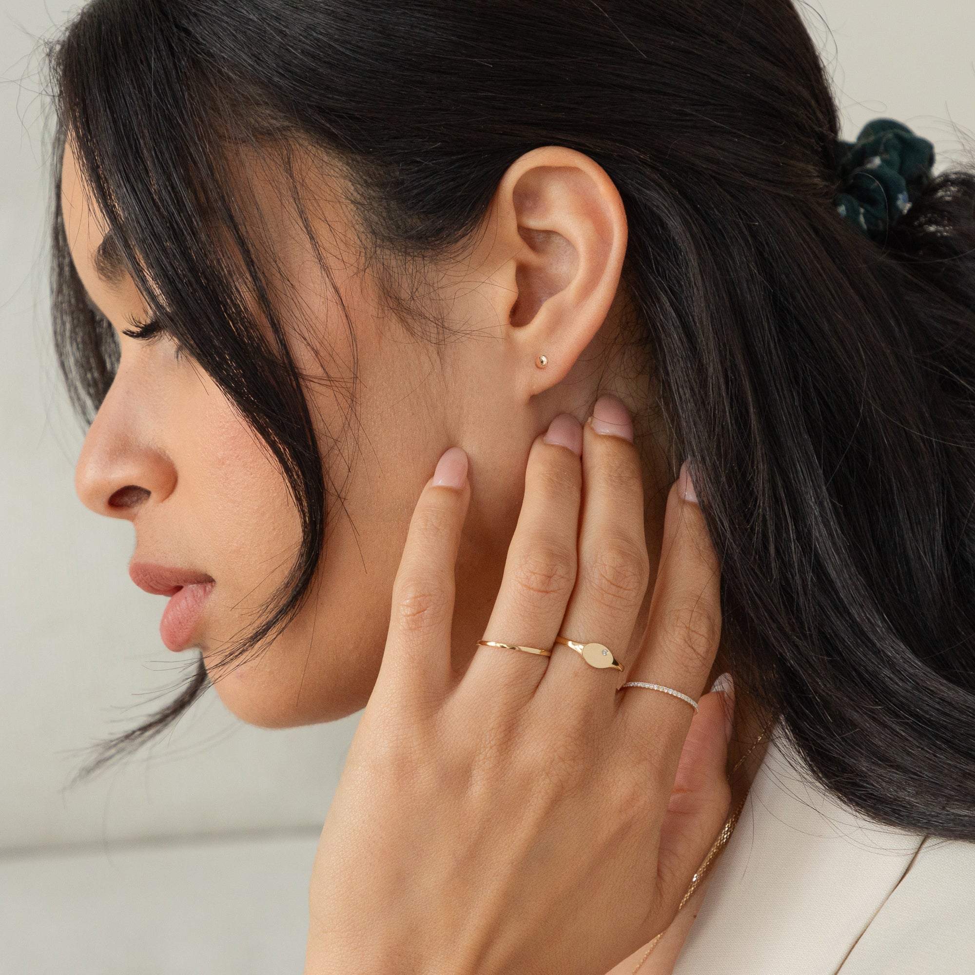 Dainty Stud Earrings Set - 14k