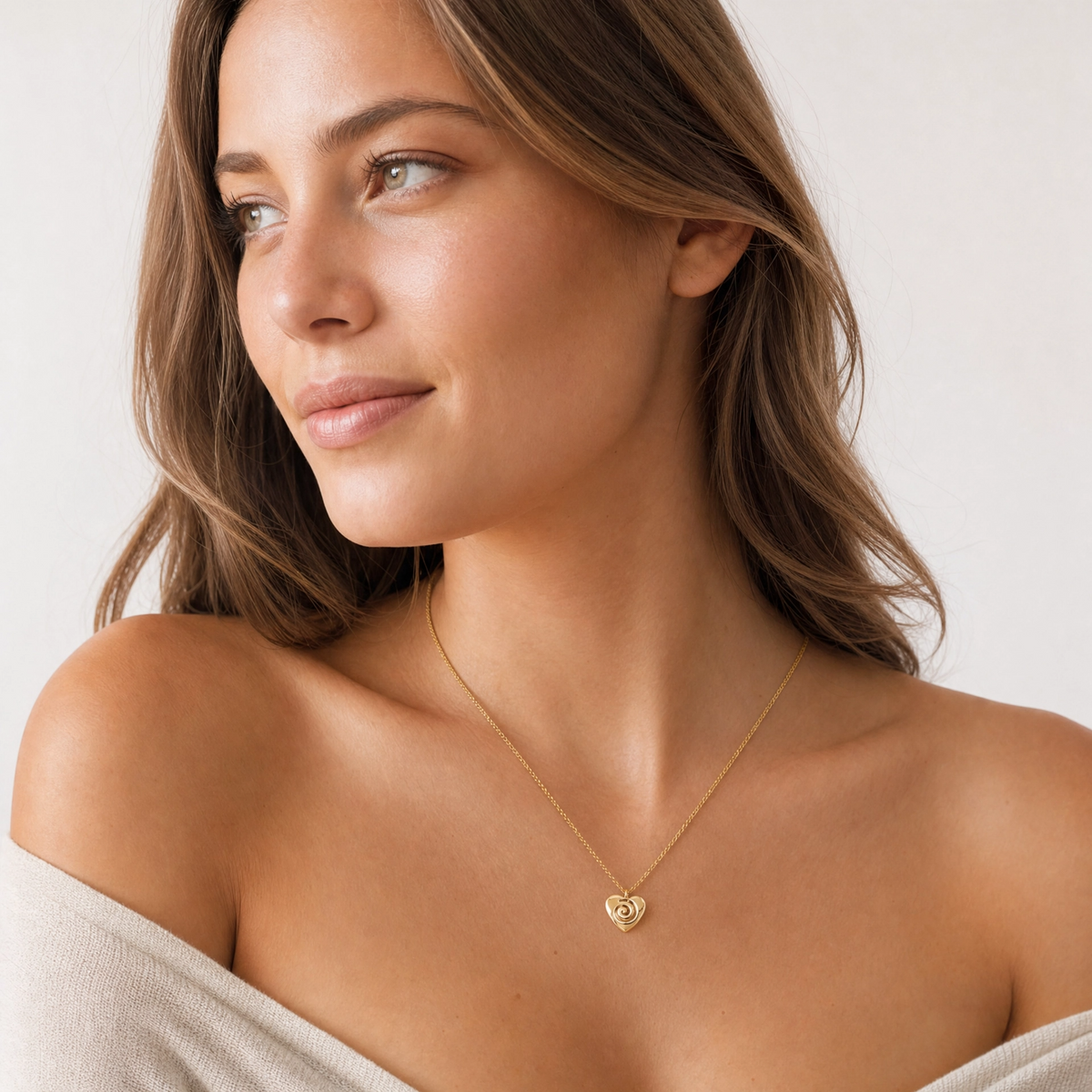 14K Gold Swirl Heart Necklace | Minimalist Heart Pendant