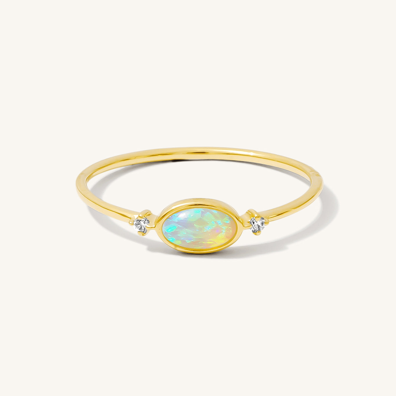 Oval Opal + Diamond Ring