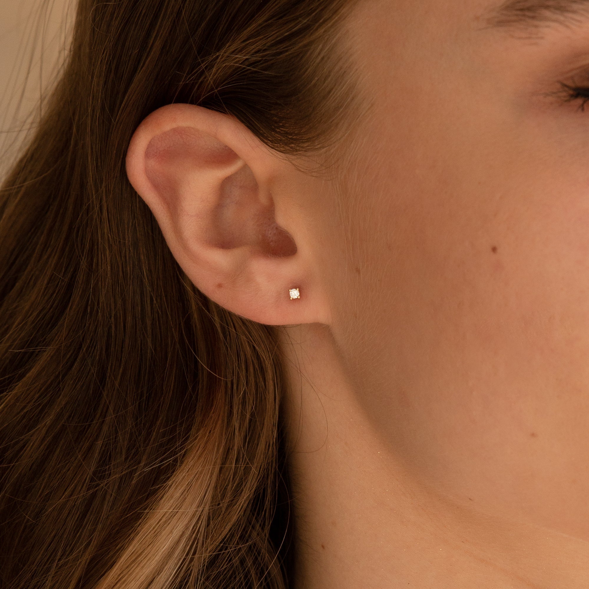 Diamond Prong Flat Back Stud Earring