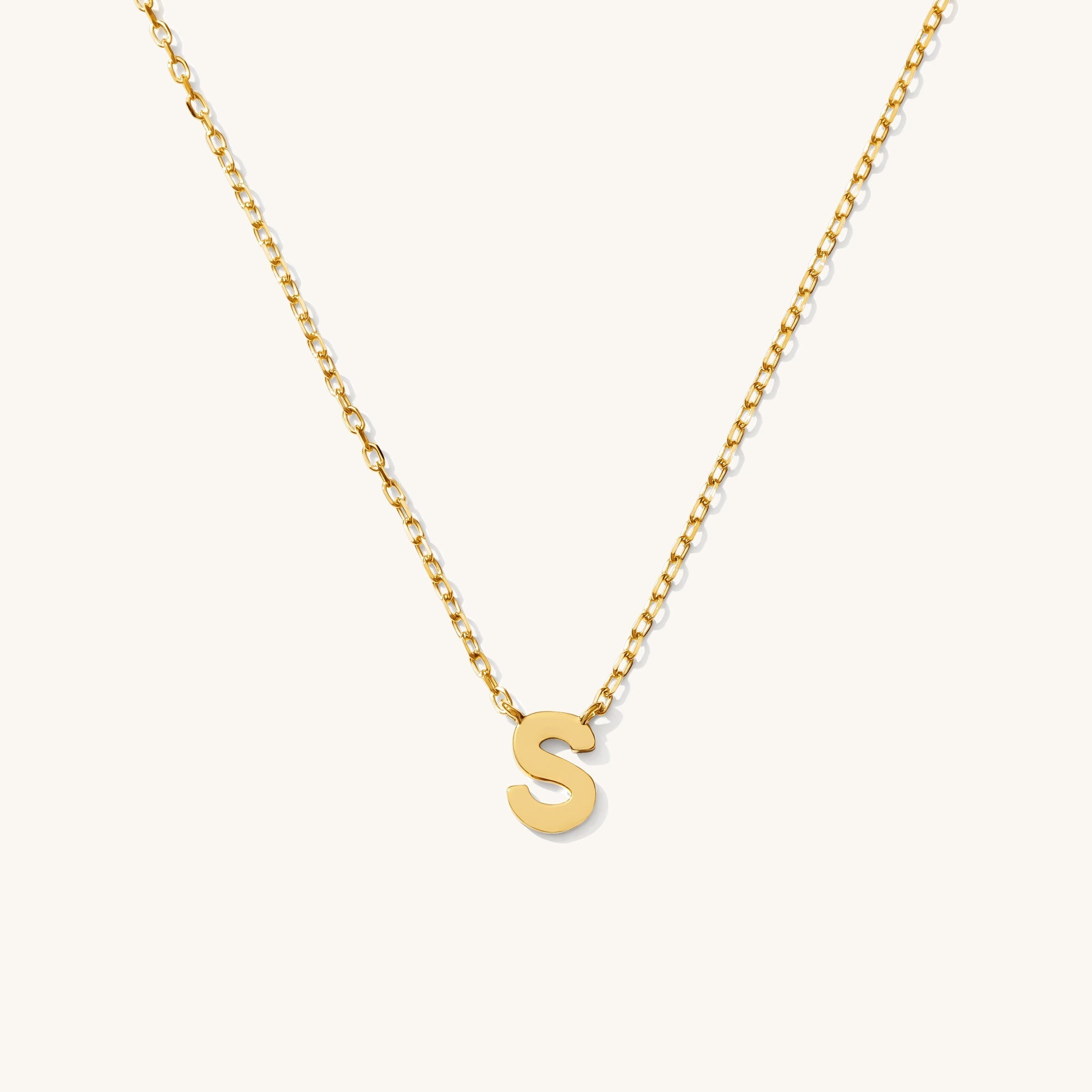 Tiny Initial Necklace - 14k Solid Gold