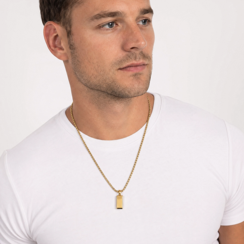 14K Gold “POWER” Pendant Necklace-Strong & Refined