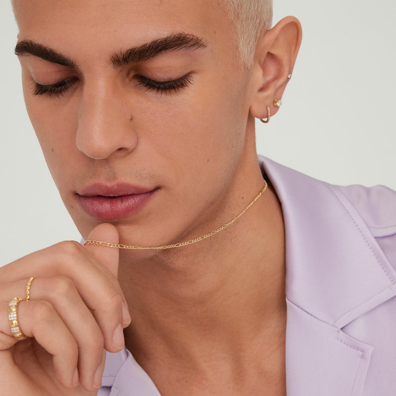 Thin Figaro Necklace in 14K Gold