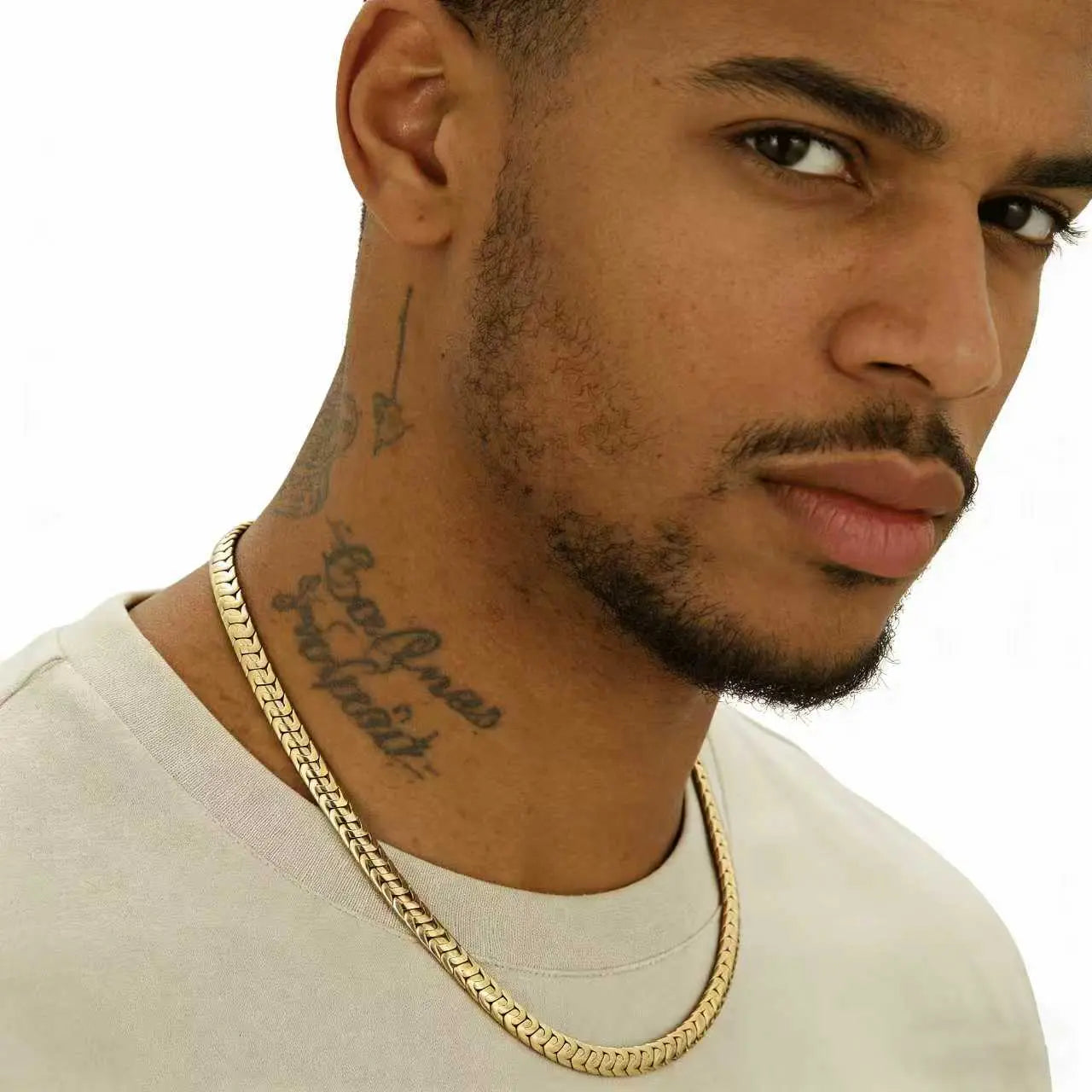14K Gold 6mm Herringbone Chain Necklace