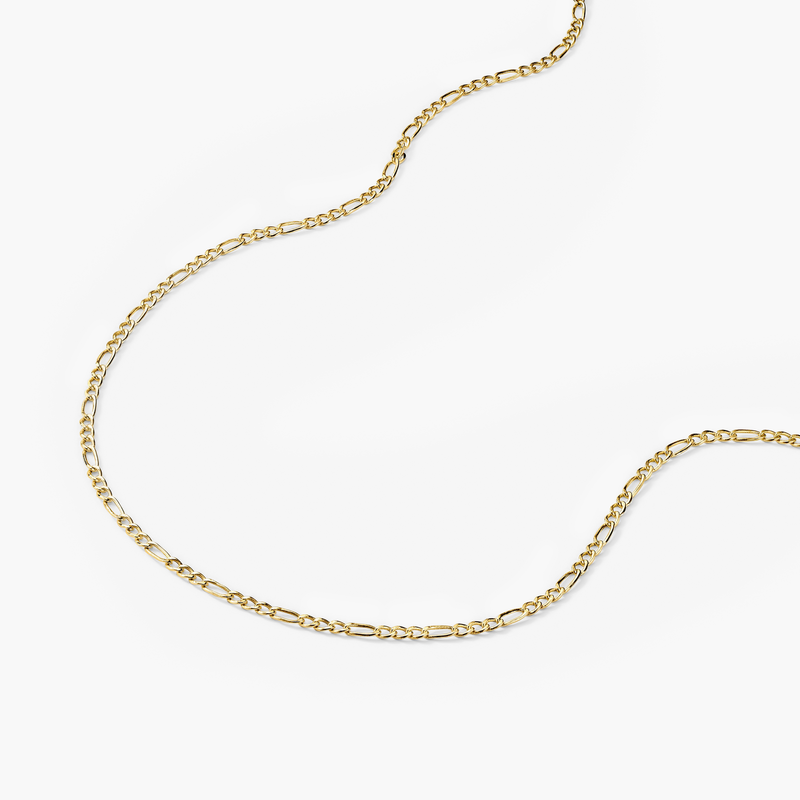 Thin Figaro Necklace in 14K Gold
