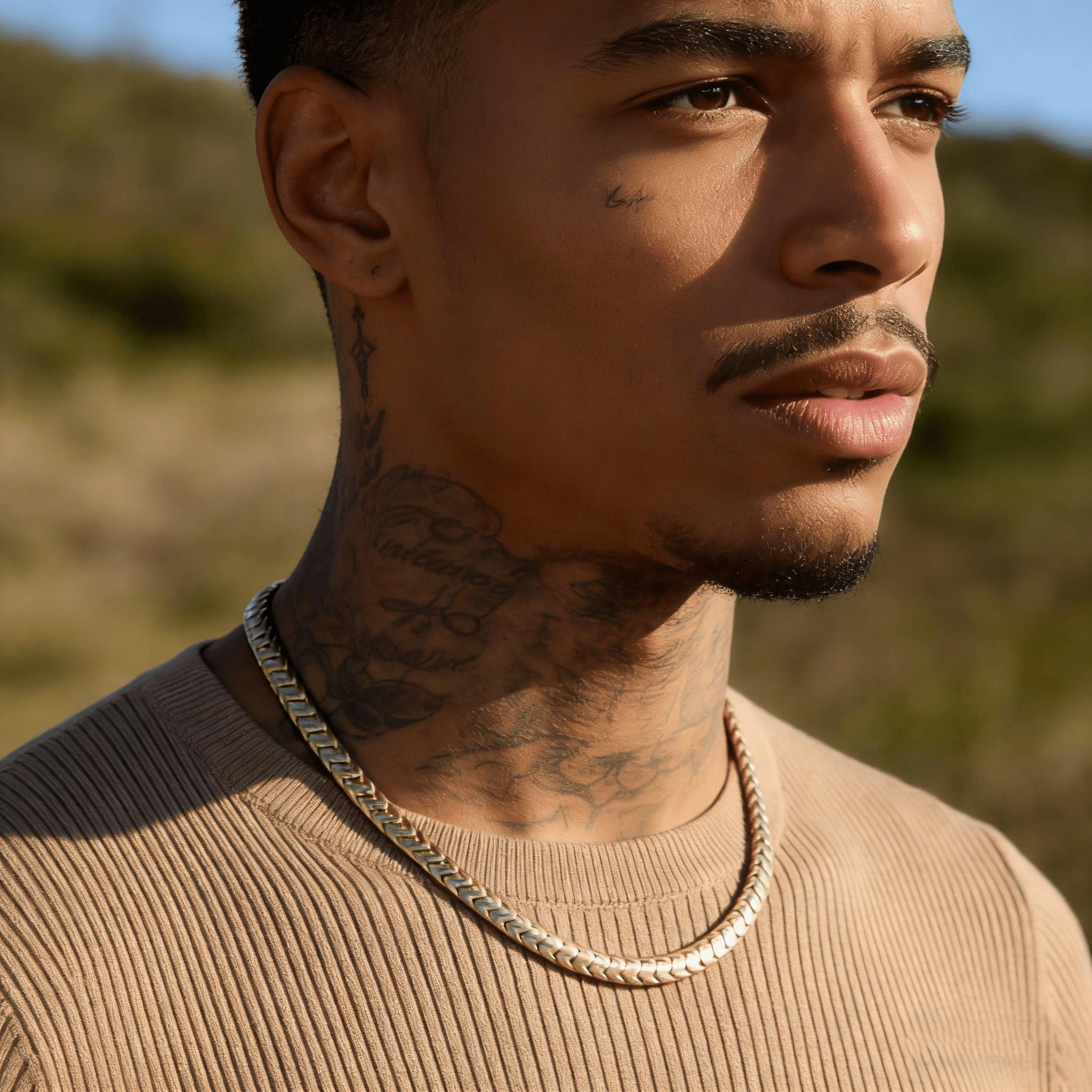 14K Gold 6mm Herringbone Chain Necklace