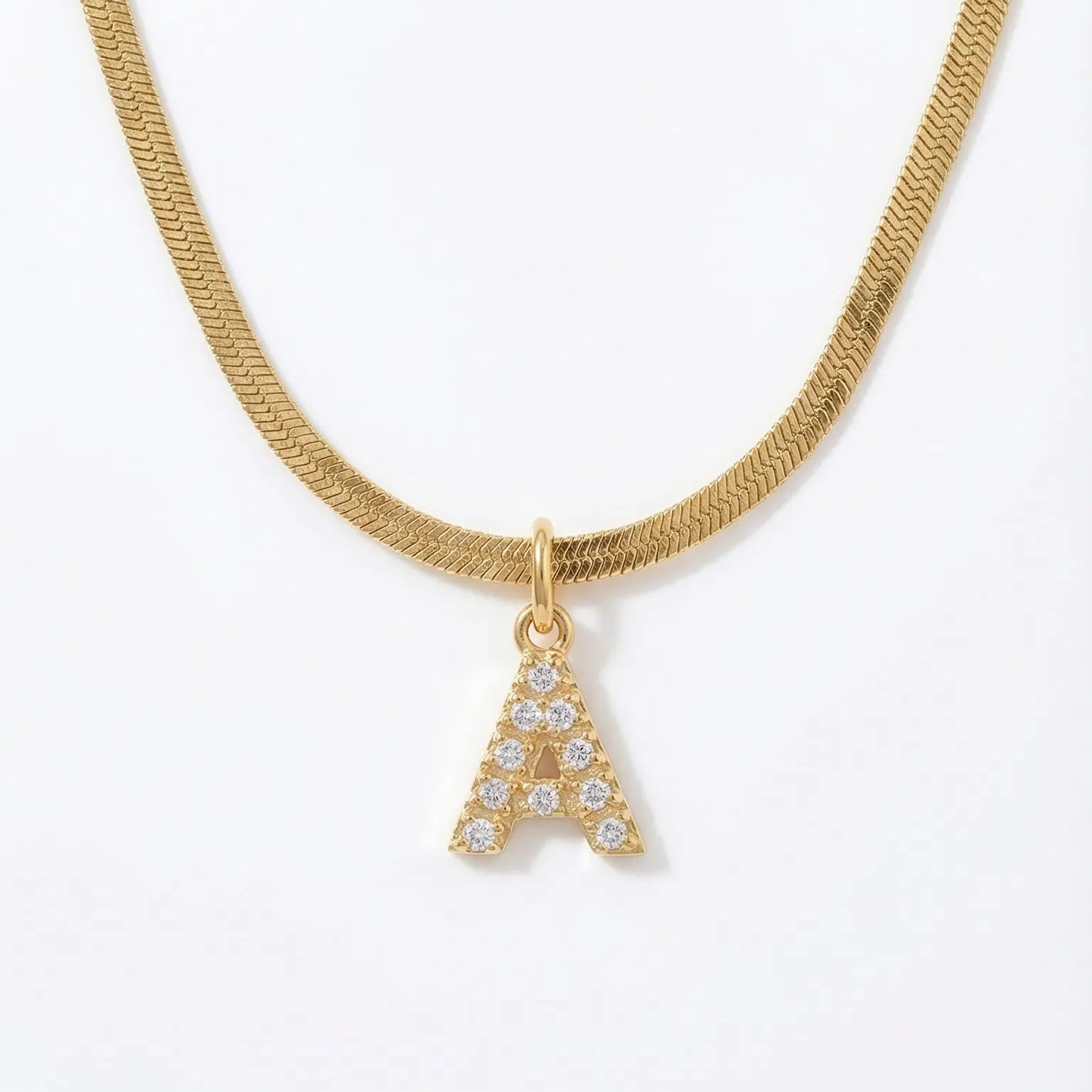 14K Gold Snake Chain Initial Necklace