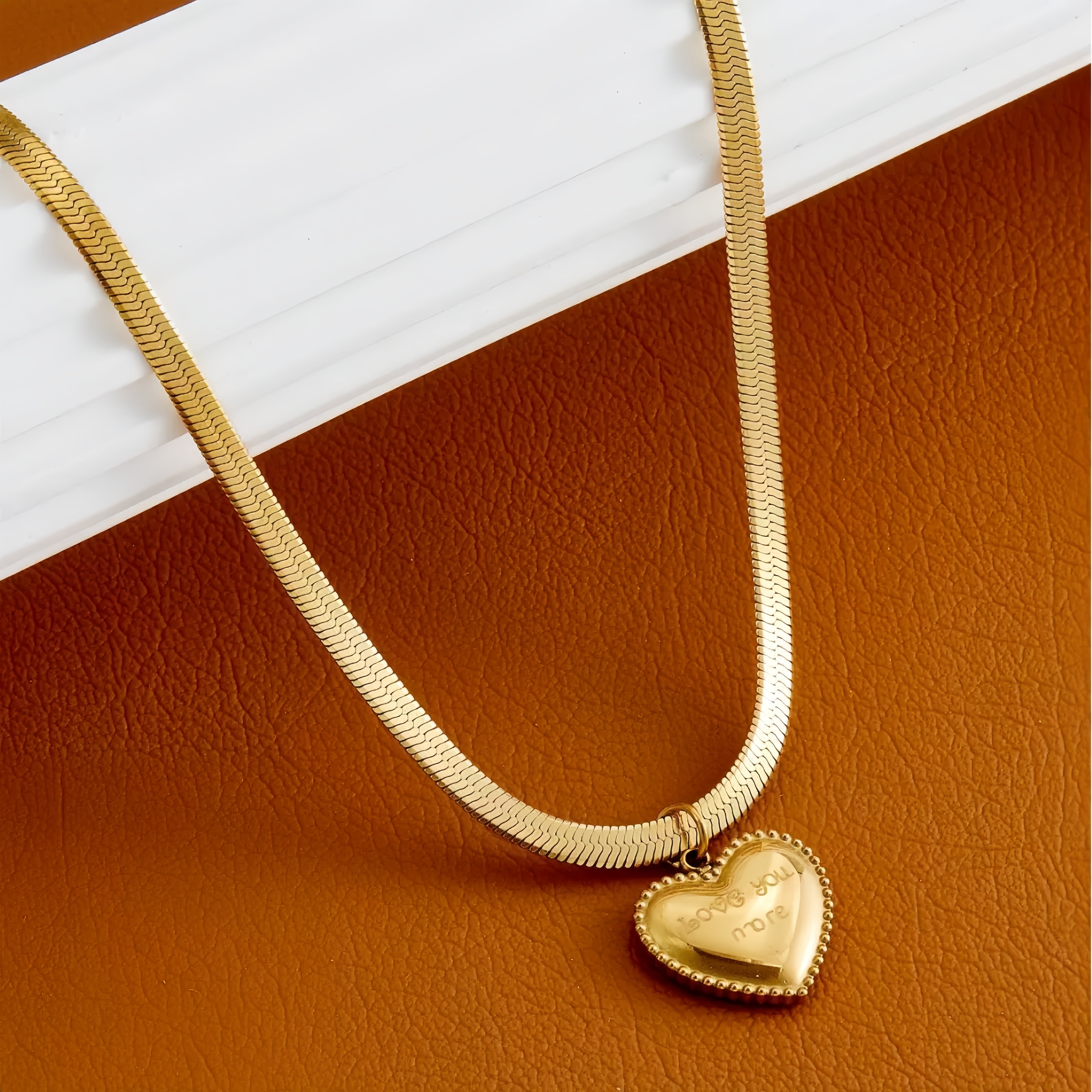 14K Gold 'Love You More' Heart Necklace