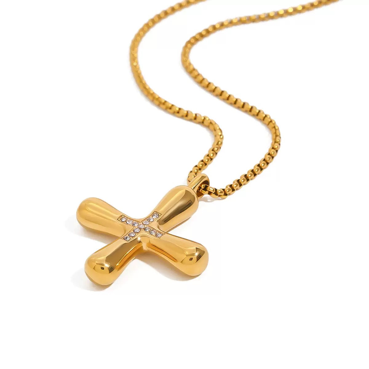 14K Gold Cross Pendant Necklace