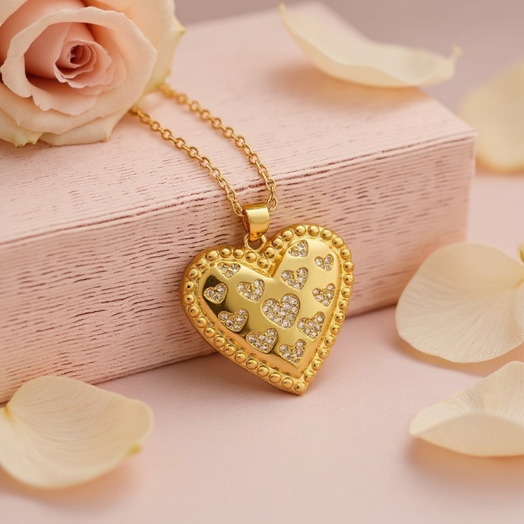 14K Gold Warm Sun Heart Necklace