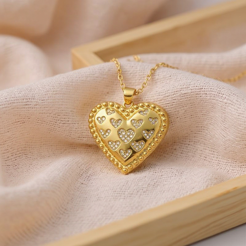 14K Gold Warm Sun Heart Necklace