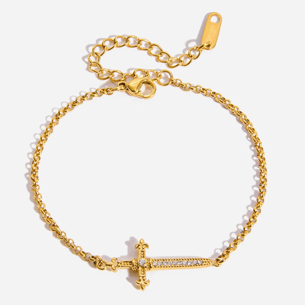14K Gold Cross Charm Bracelet