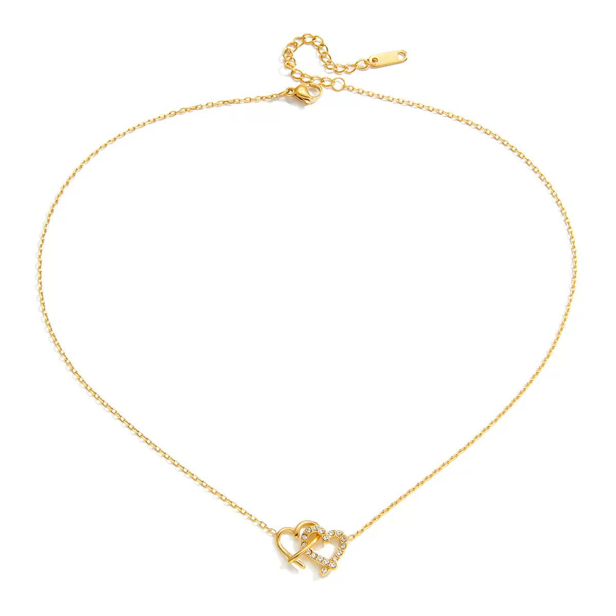 14K Gold Double Heart Necklace#3