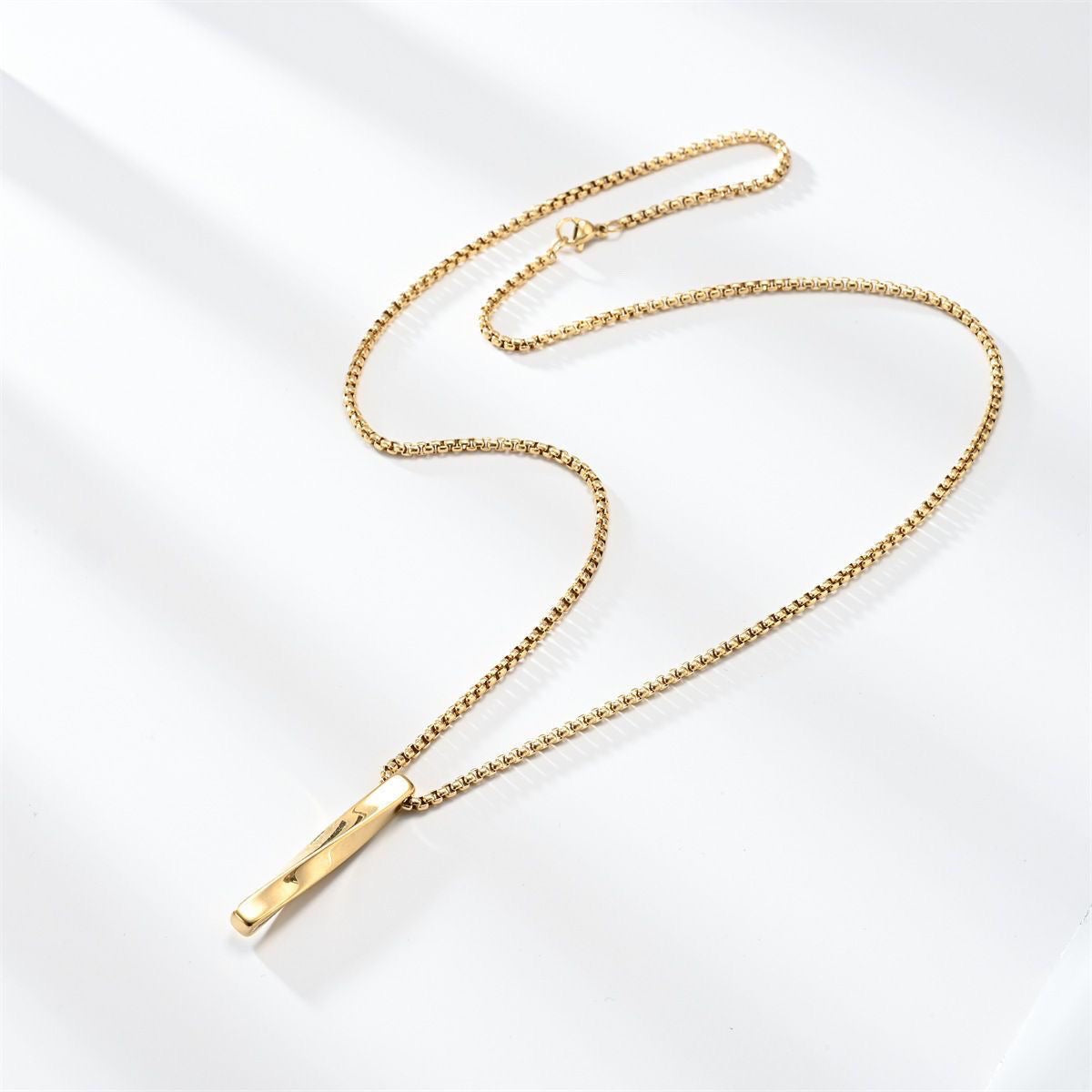 14K Gold Spiral Bar Pendant Necklace--Effortless Everyday Elegance