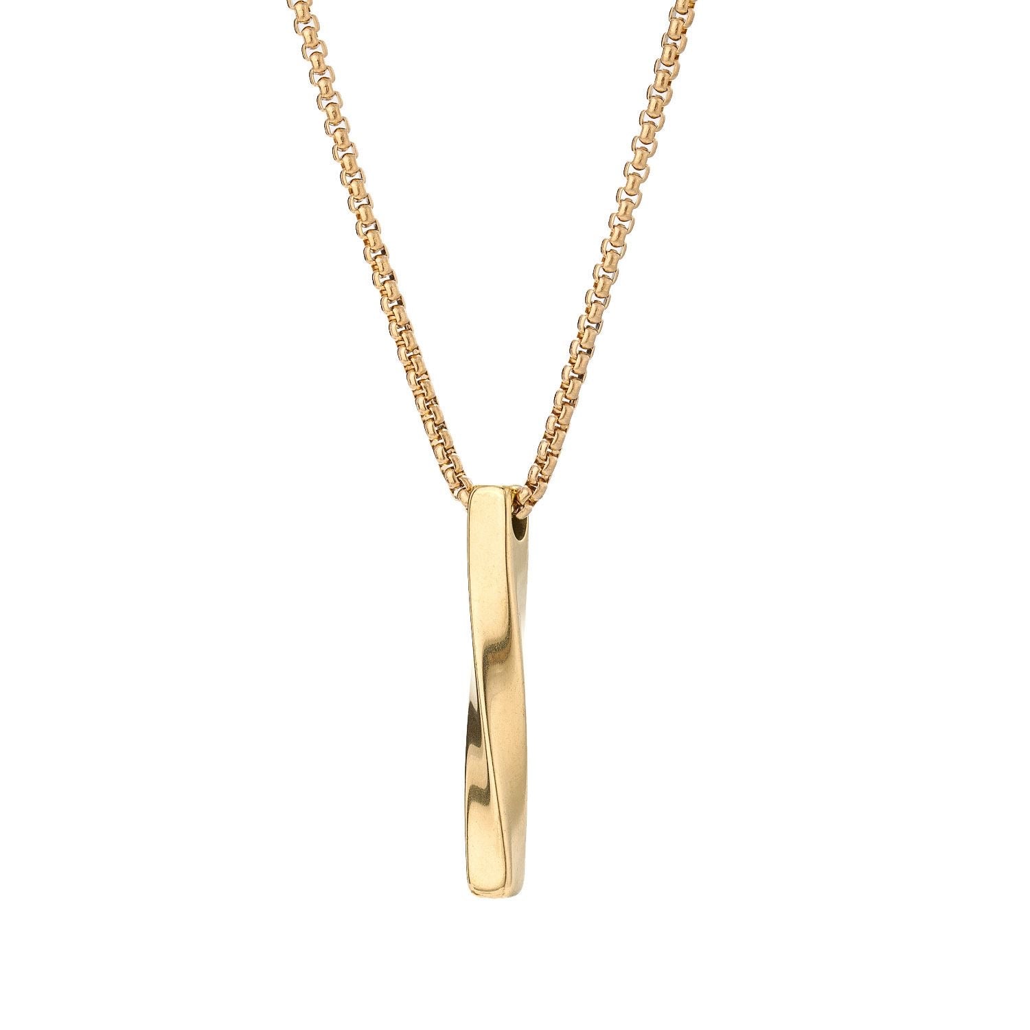 14K Gold Spiral Bar Pendant Necklace--Effortless Everyday Elegance
