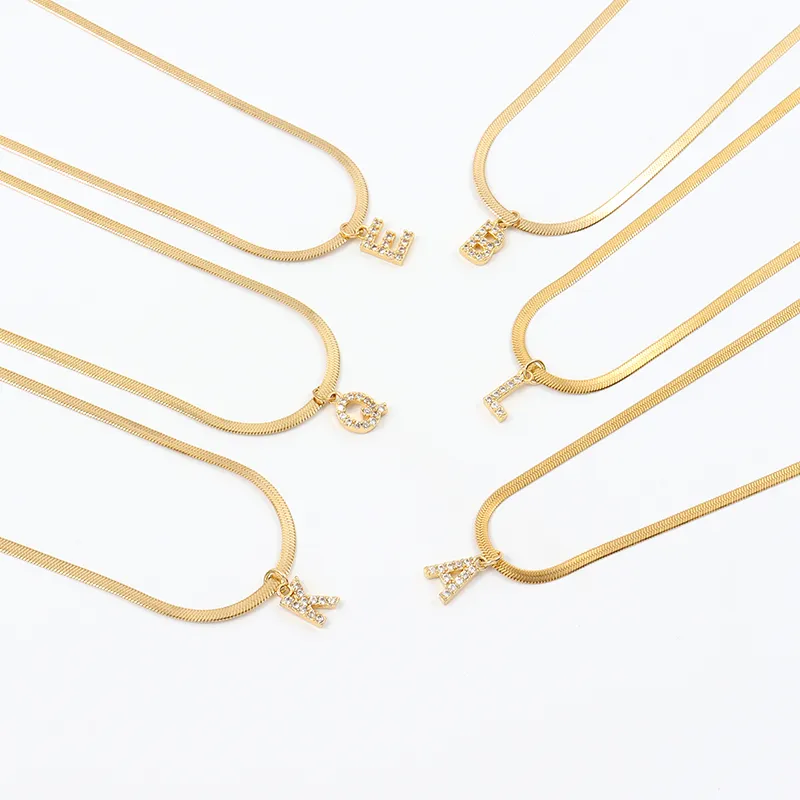 14K Gold Snake Chain Initial Necklace