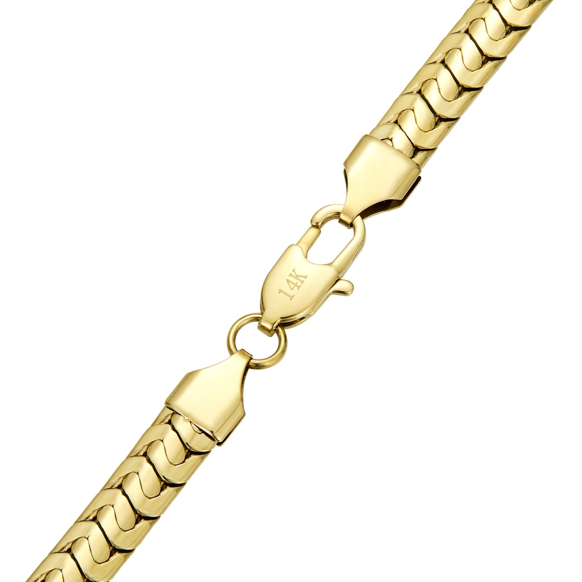 14K Gold 6mm Herringbone Chain Necklace