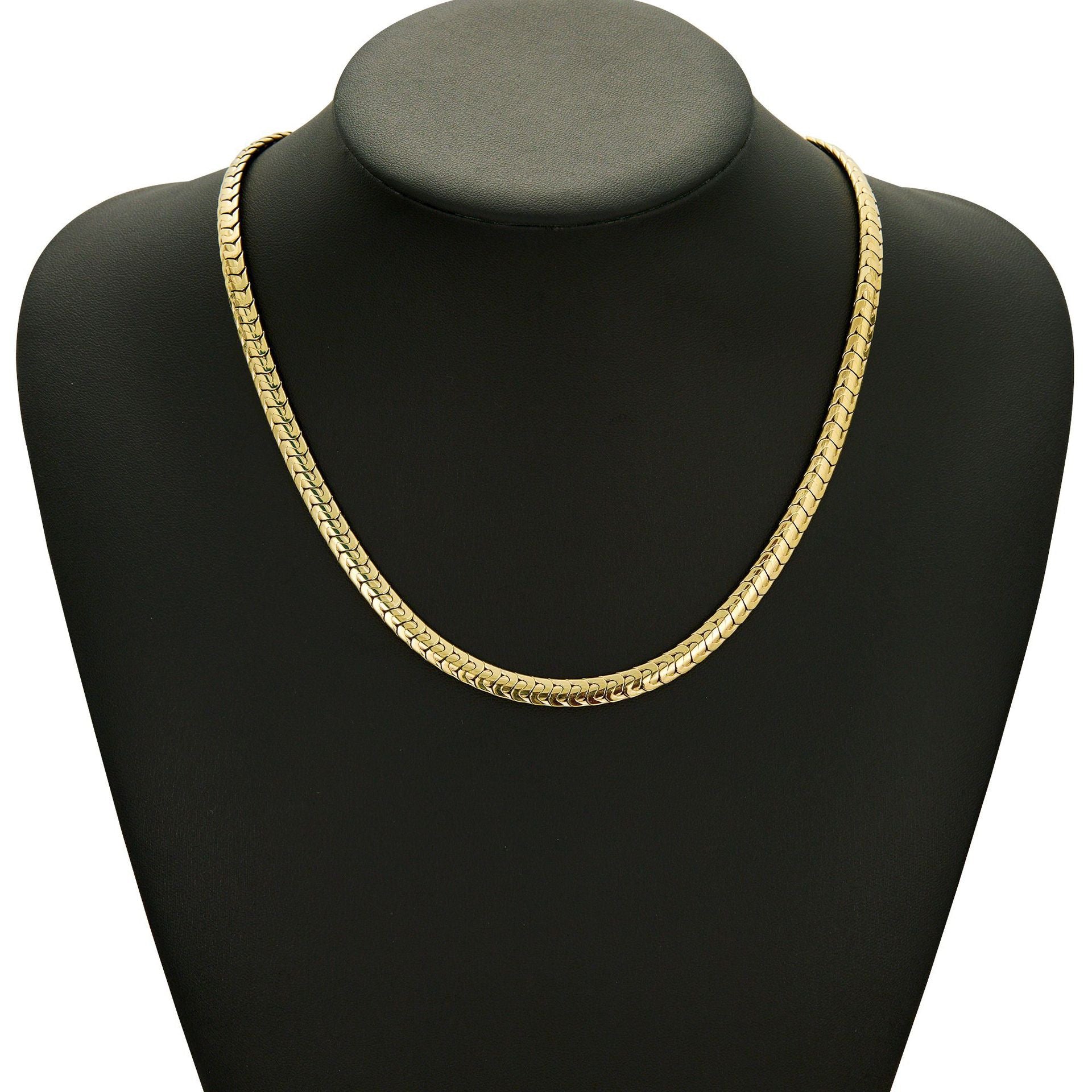 14K Gold 6mm Herringbone Chain Necklace