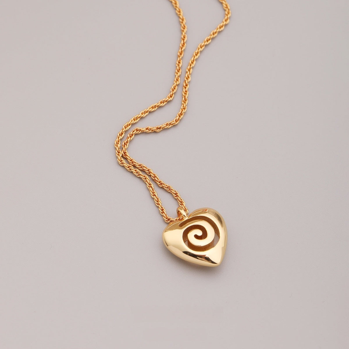 14K Gold Swirl Heart Necklace | Minimalist Heart Pendant