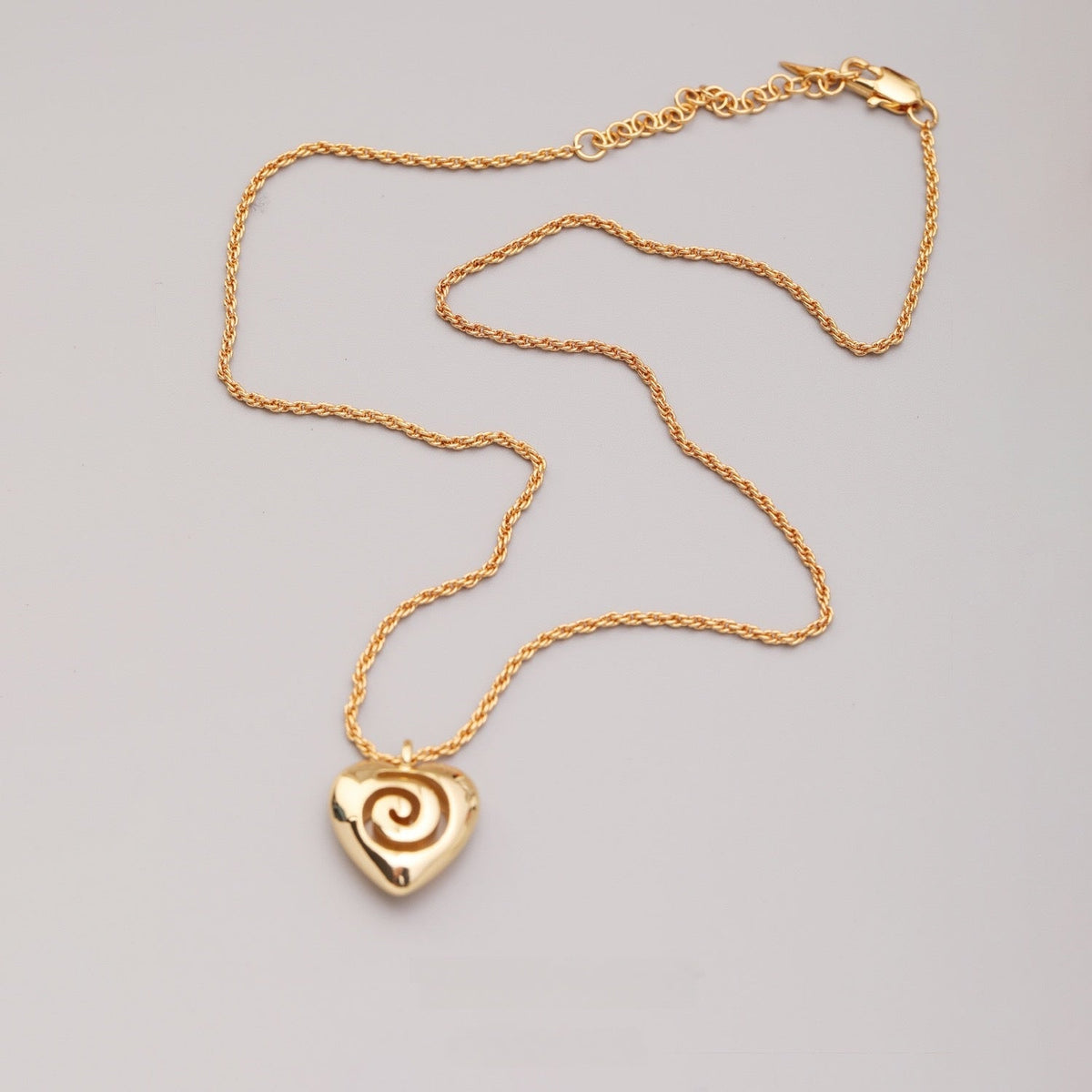 14K Gold Swirl Heart Necklace | Minimalist Heart Pendant