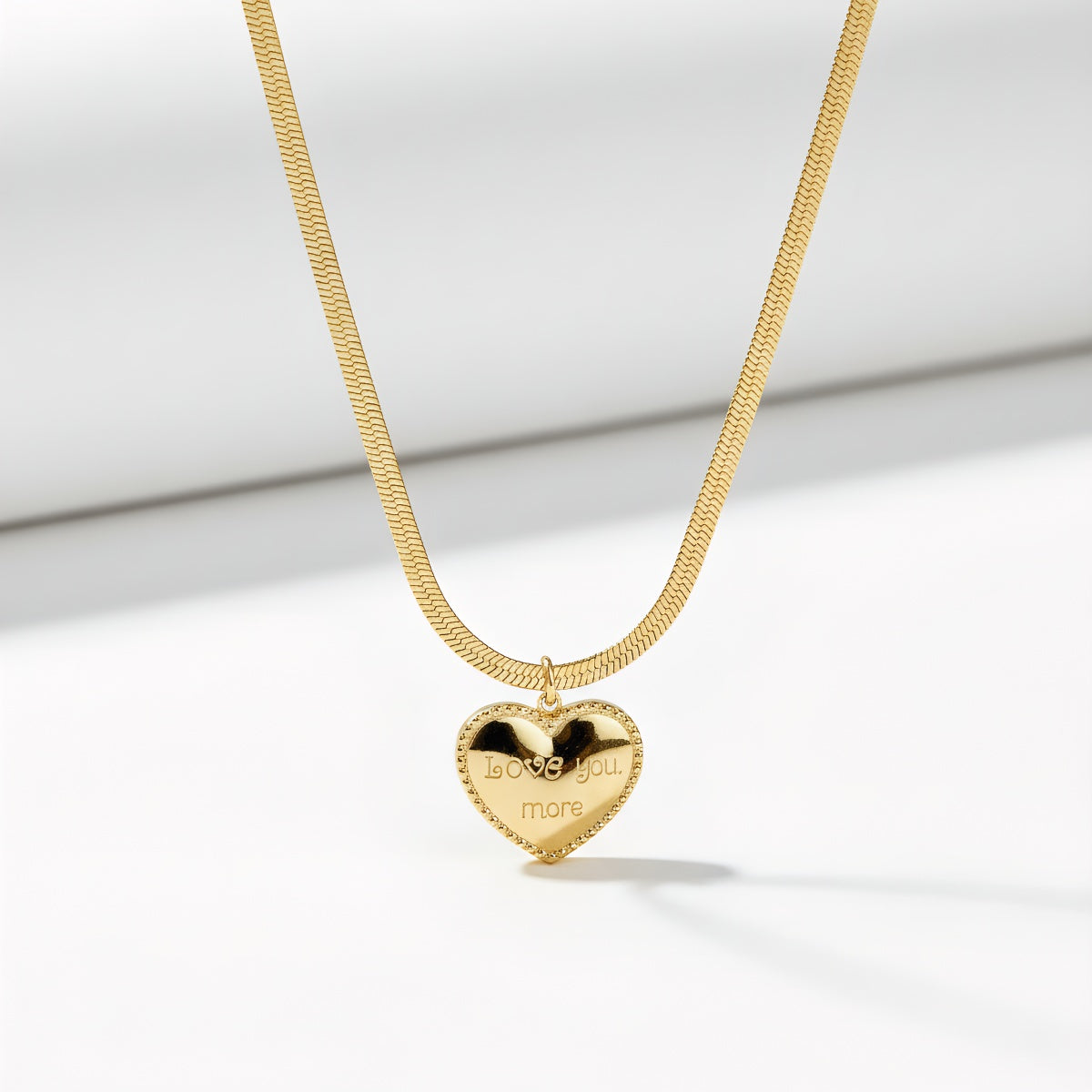 14K Gold 'Love You More' Heart Necklace
