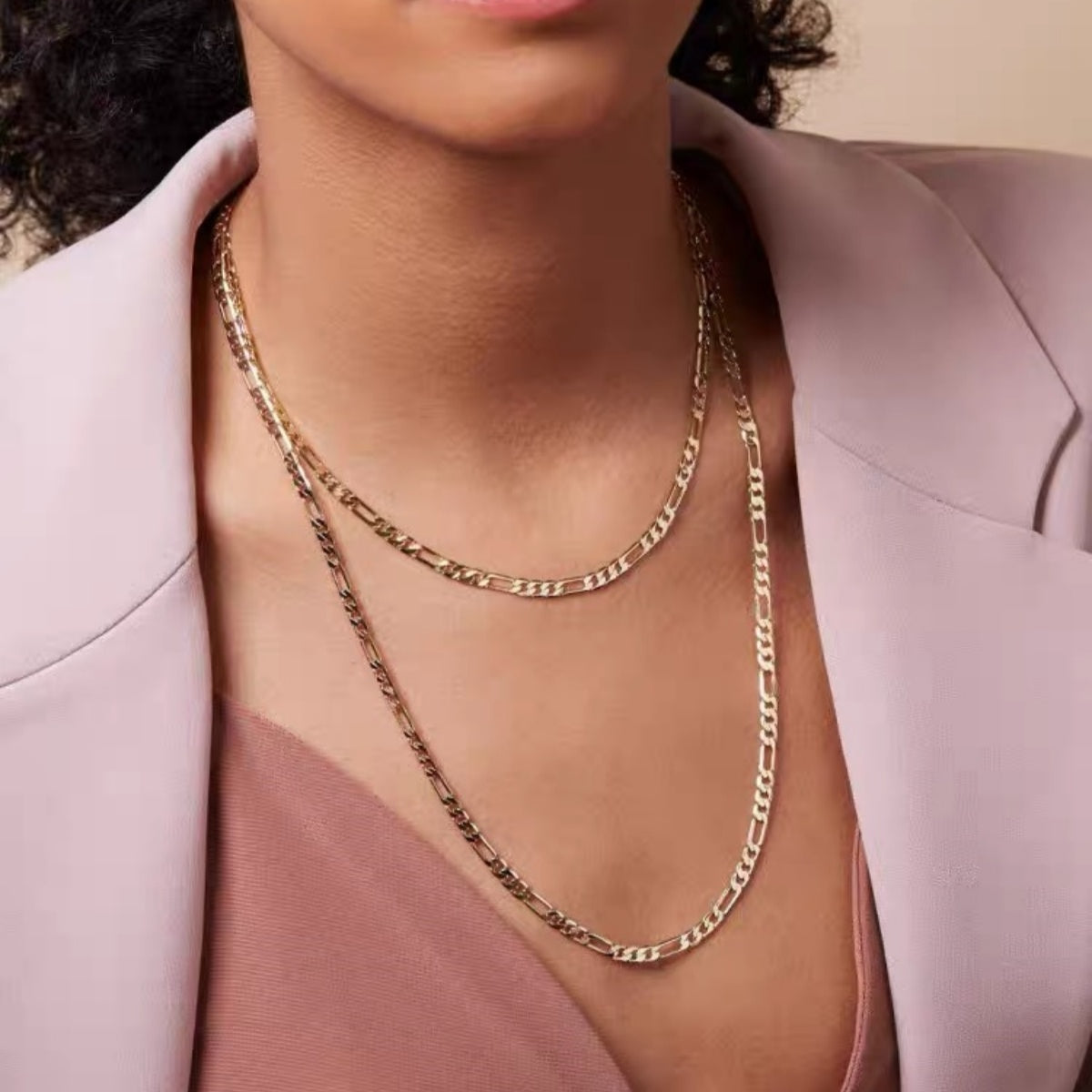 14K Gold Figaro Chain Necklace – Italian Style 2mm–10mm