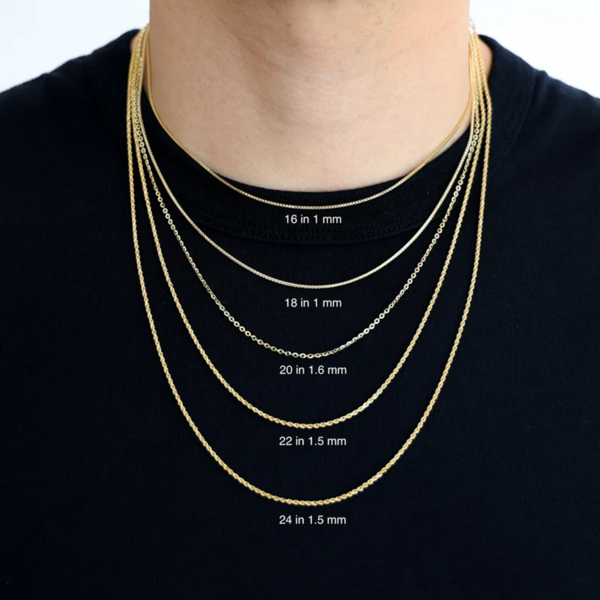 14K Gold Figaro Chain Necklace – Italian Style 2mm–10mm