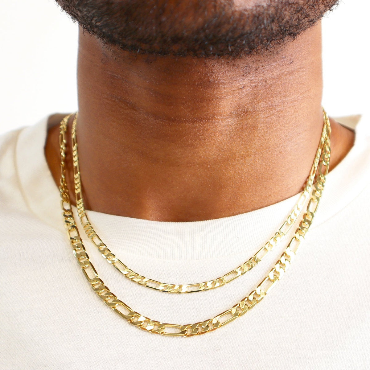 14K Gold Figaro Chain Necklace – Italian Style 2mm–10mm