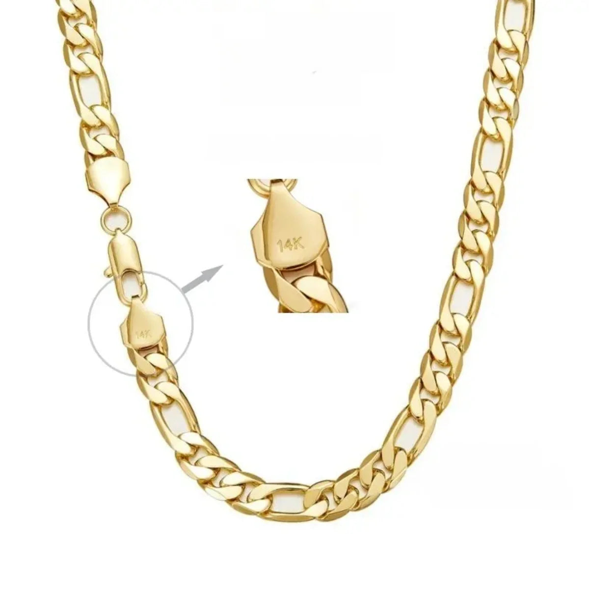 14K Gold Figaro Chain Necklace – Italian Style 2mm–10mm