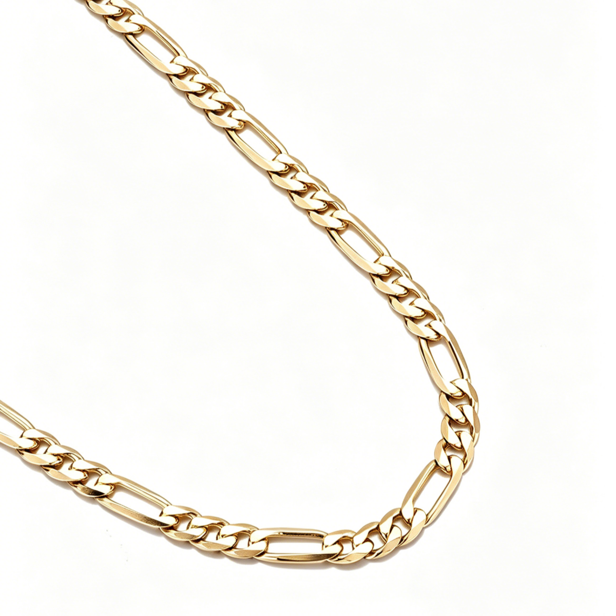 14K Gold Figaro Chain Necklace – Italian Style 2mm–10mm