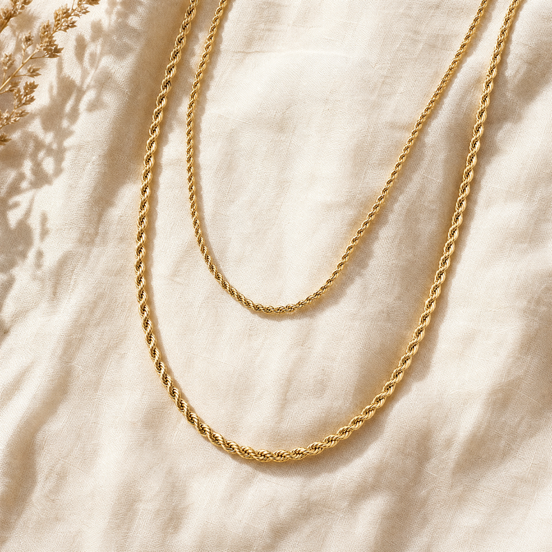14K Gold Rope Chain Necklace- 4mm