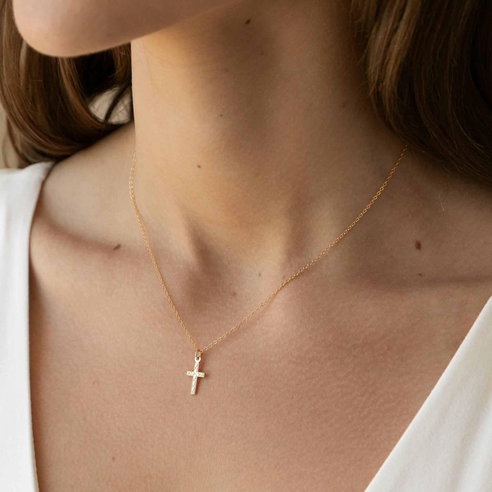 14K Gold Tiny Cross Necklace