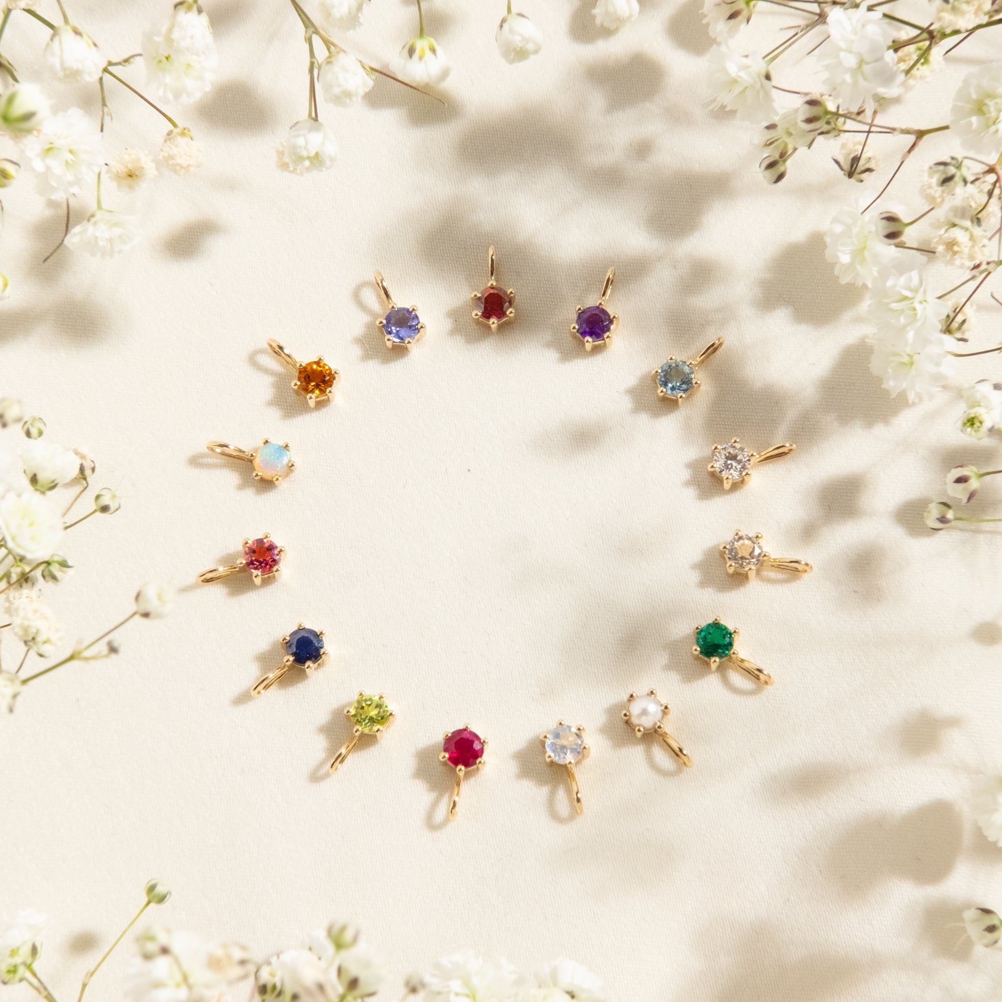 14k Birthstone Charm Necklace