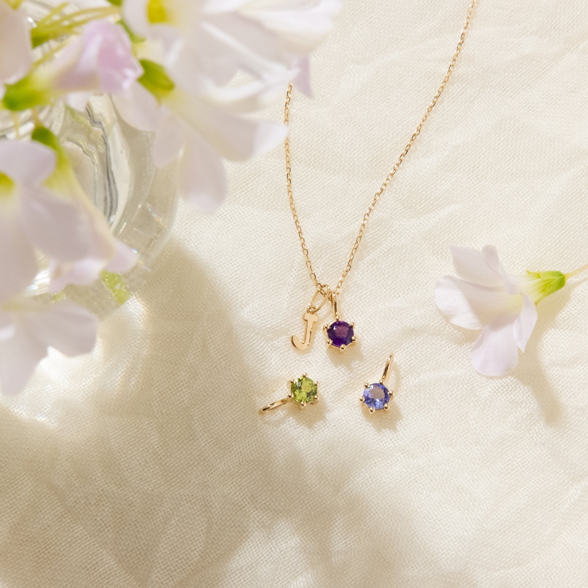 14k Birthstone Charm Necklace
