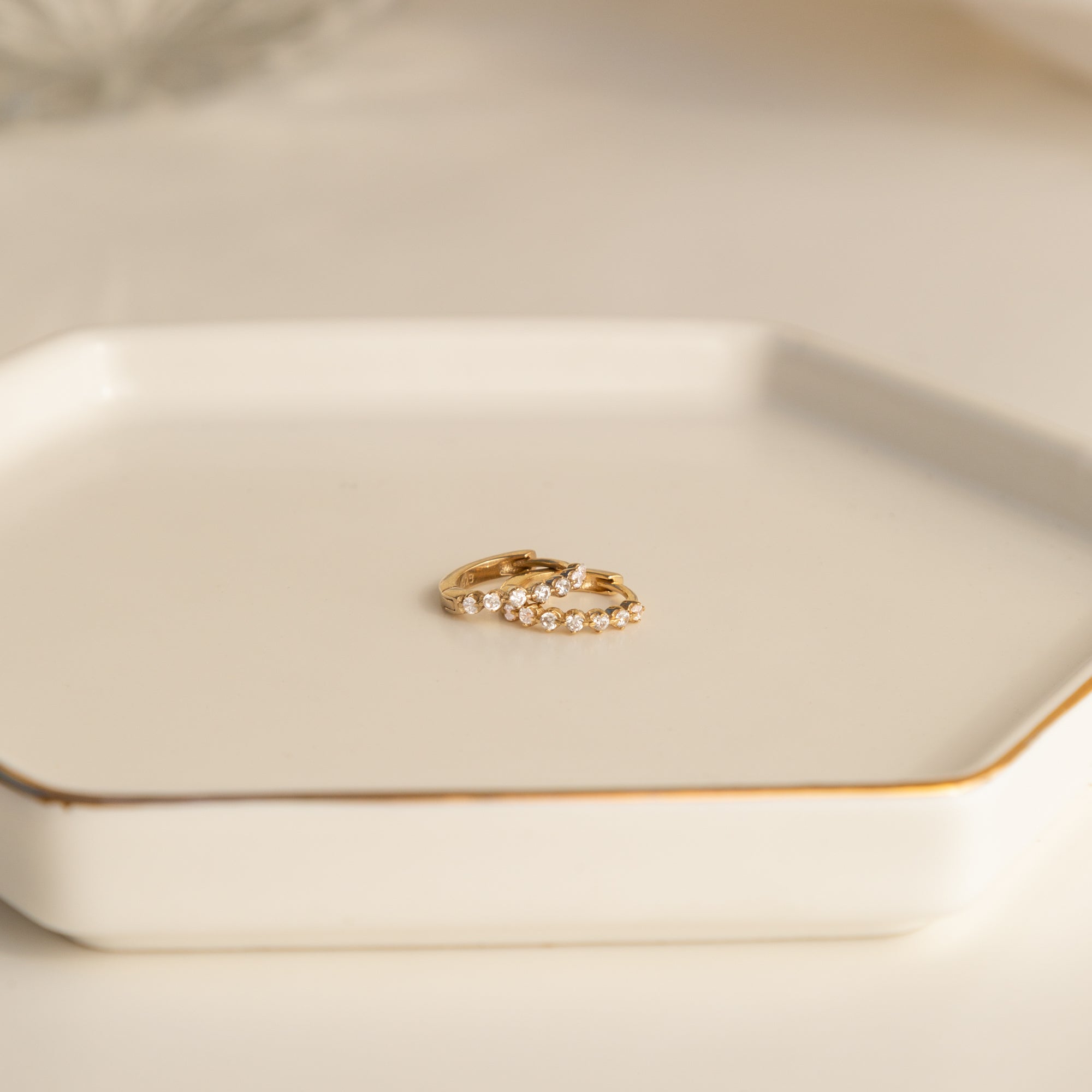 Dainty CZ Huggie Hoop Earrings