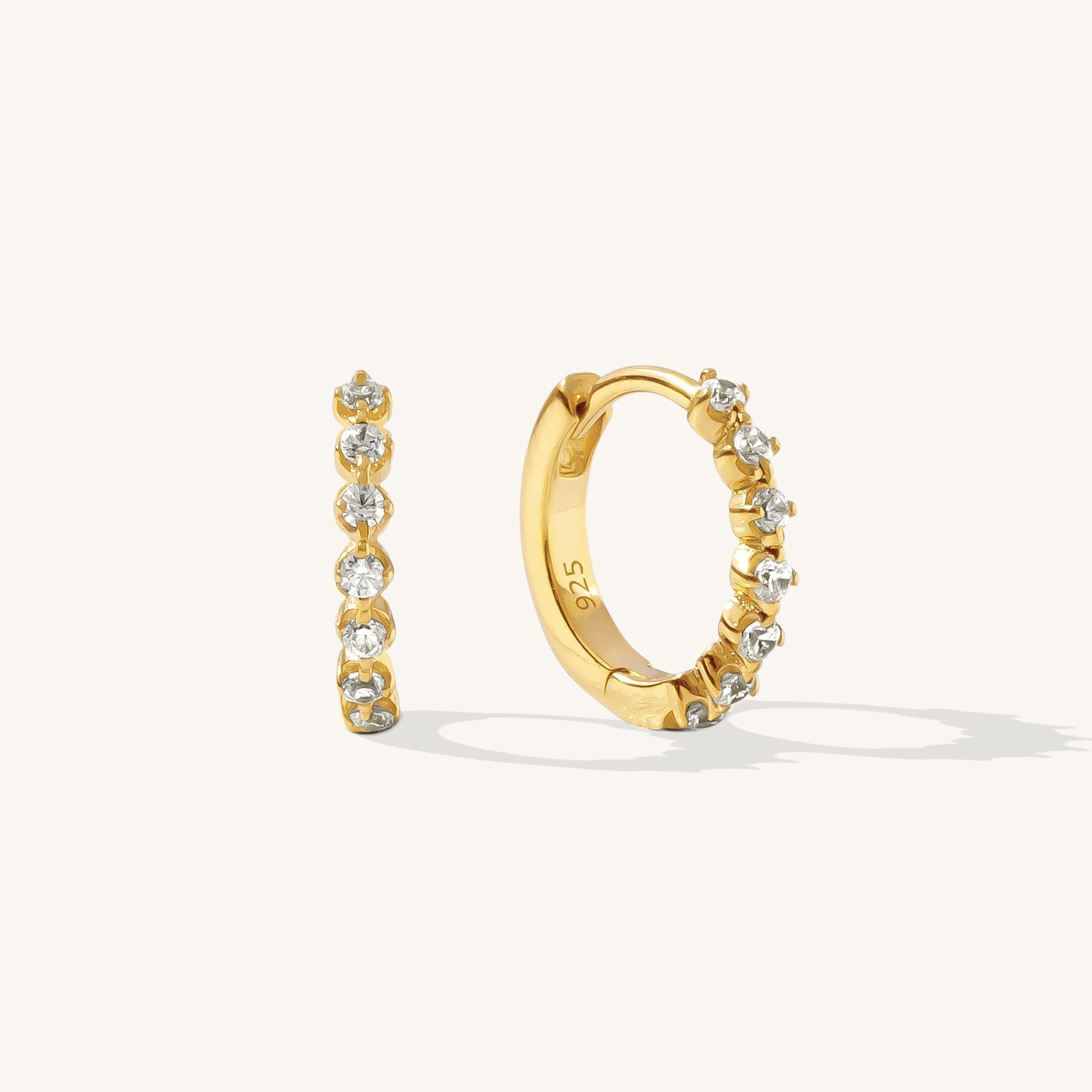 Dainty CZ Huggie Hoop Earrings