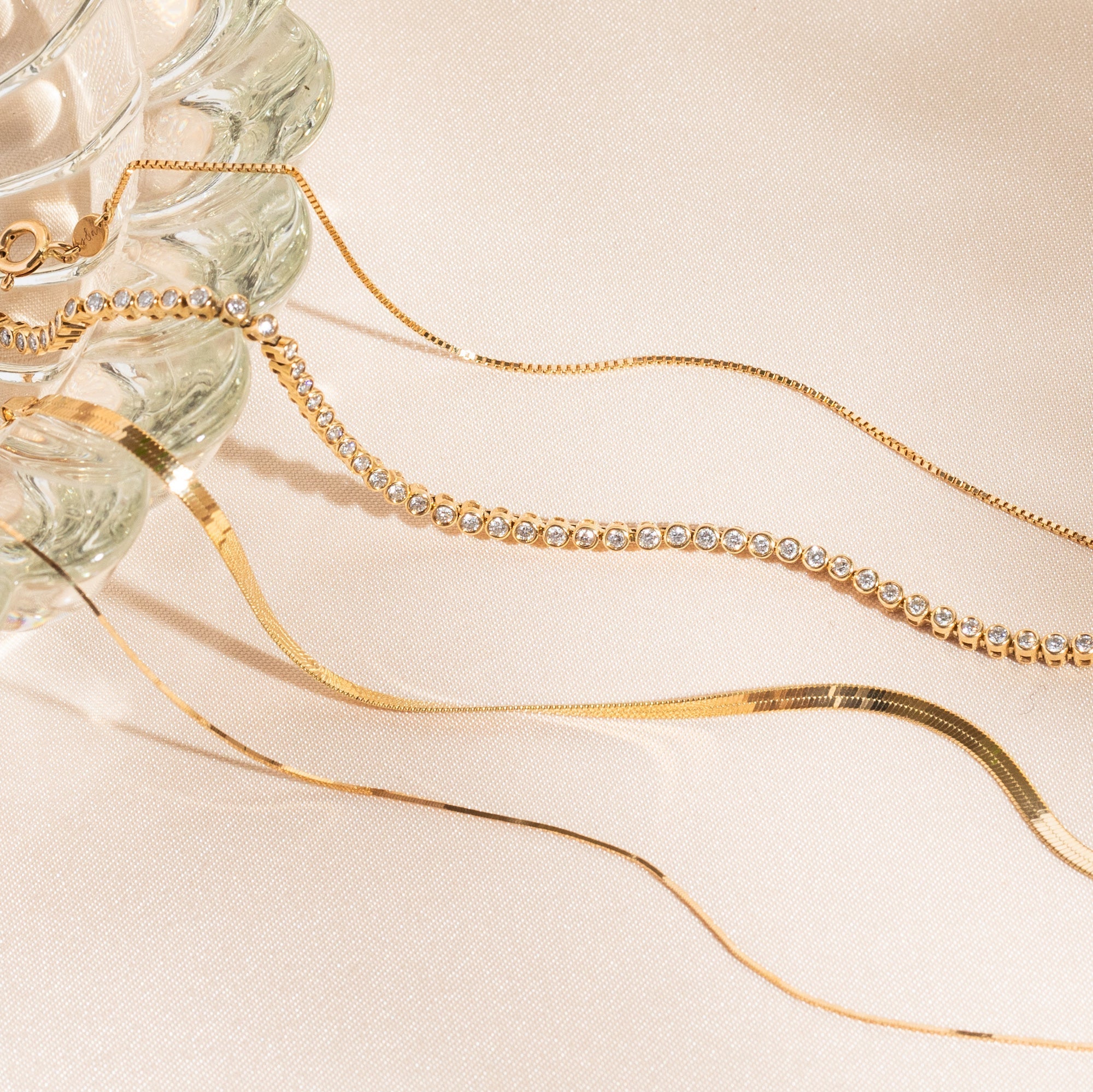 Thin Box Chain Bracelet - 14k Solid Gold