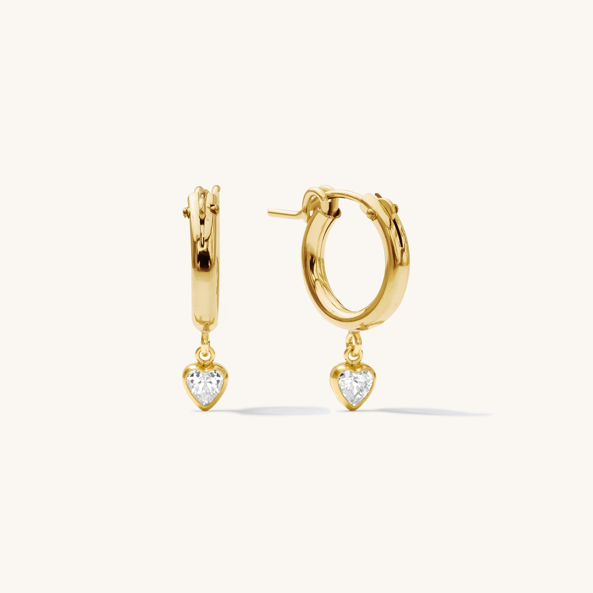 Tiny Heart CZ Hoop Earrings