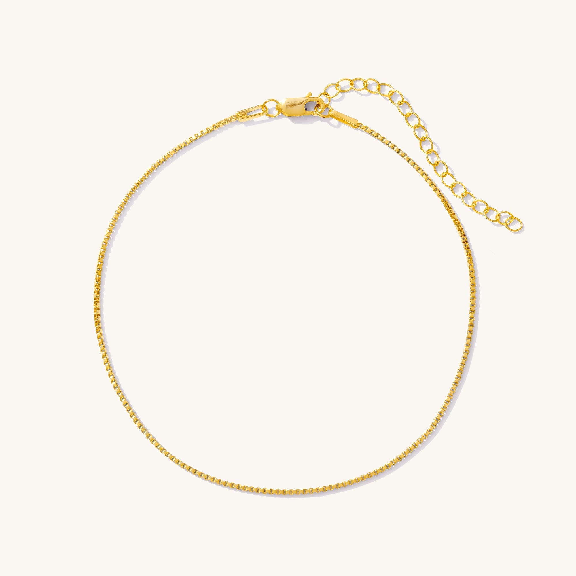 14K Gold Thin Box Chain Anklet