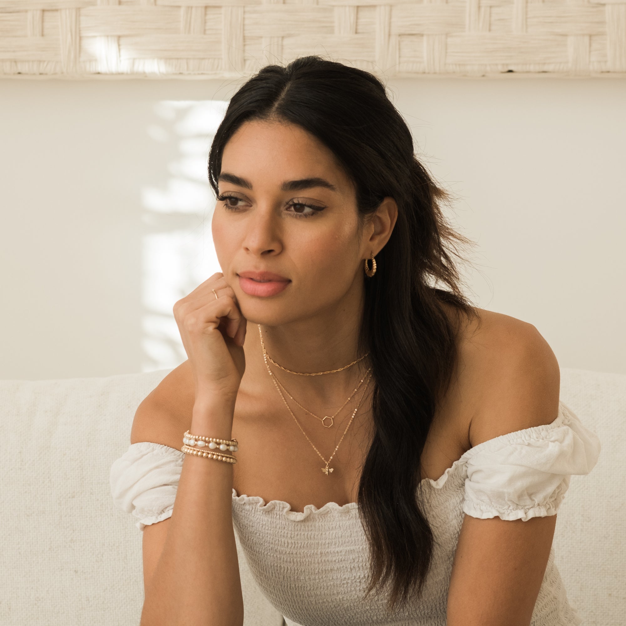 14K Gold Stretch Bead Bracelet