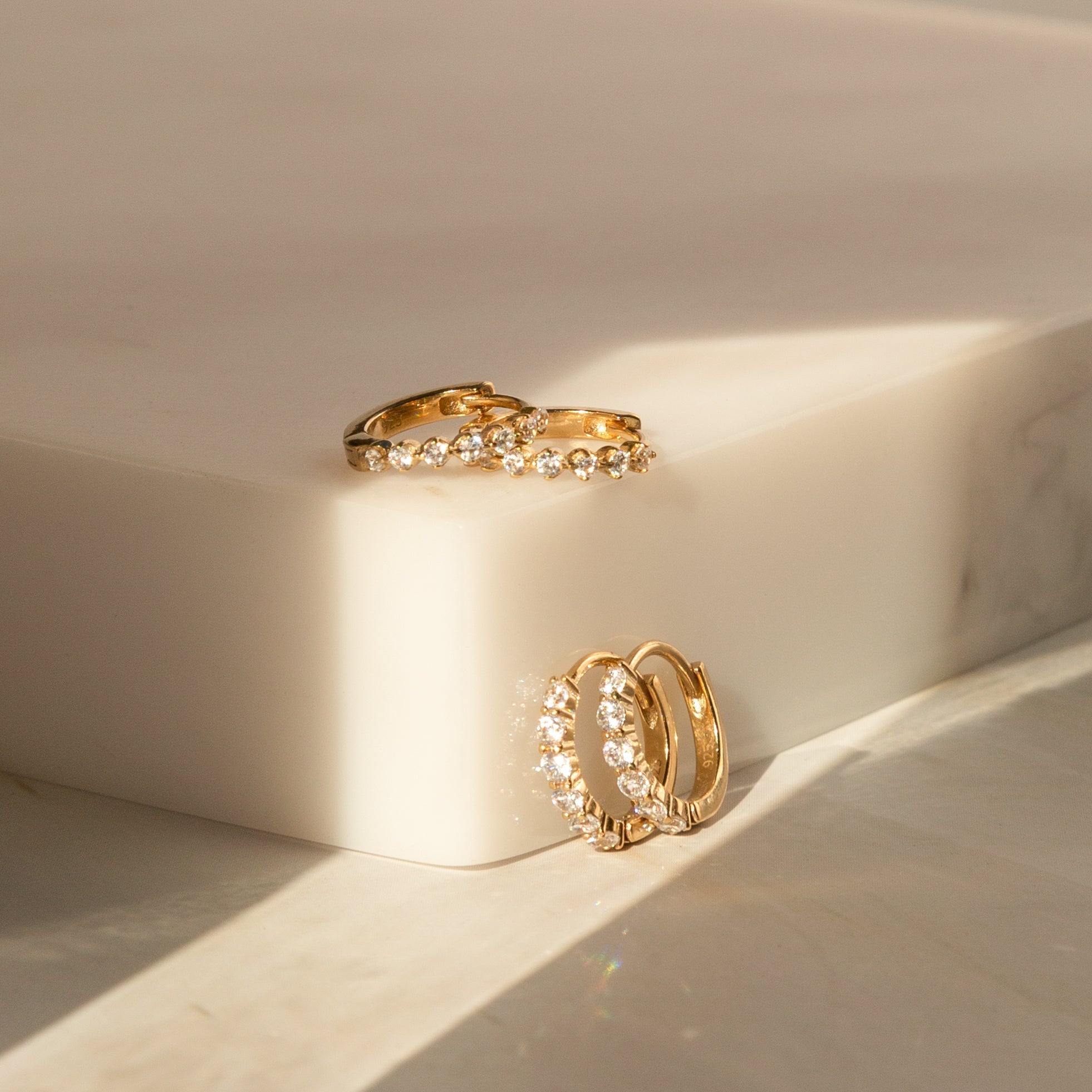 Dainty CZ Huggie Hoop Earrings