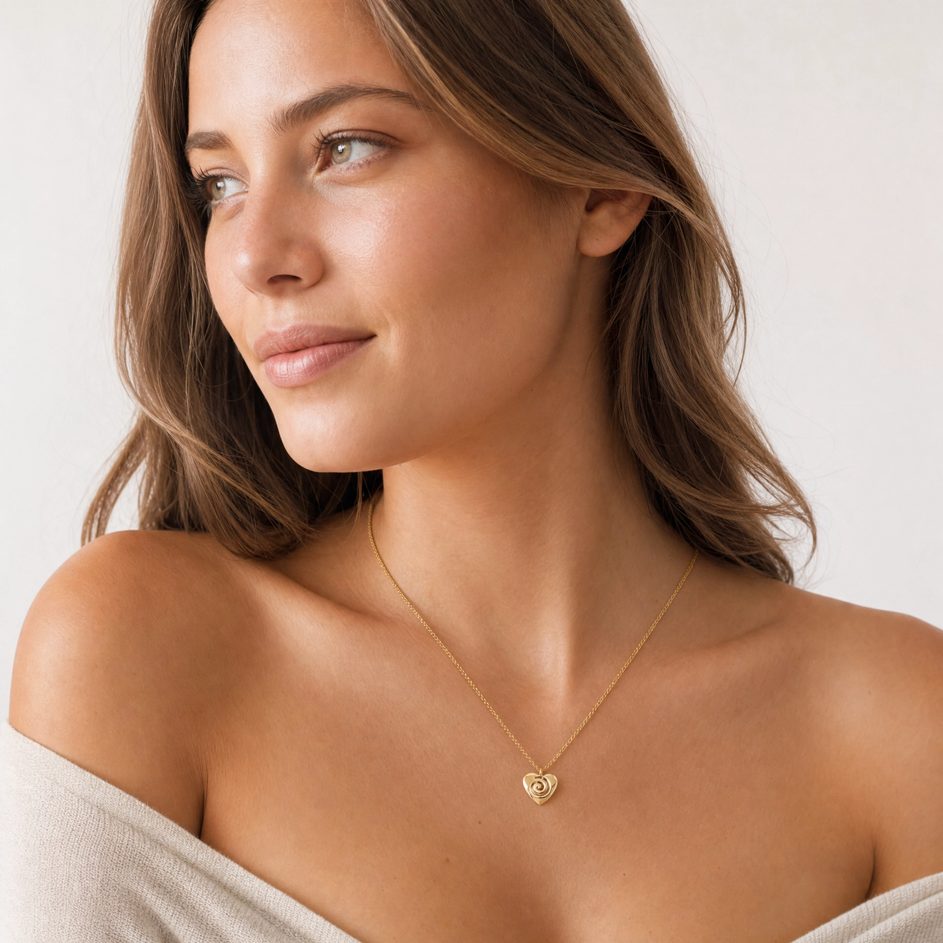 14K Gold Swirl Heart Necklace | Minimalist Heart Pendant