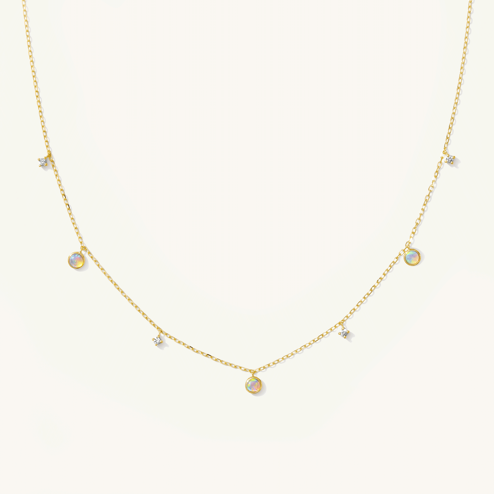Opal + Diamond Station Necklace - Reversible