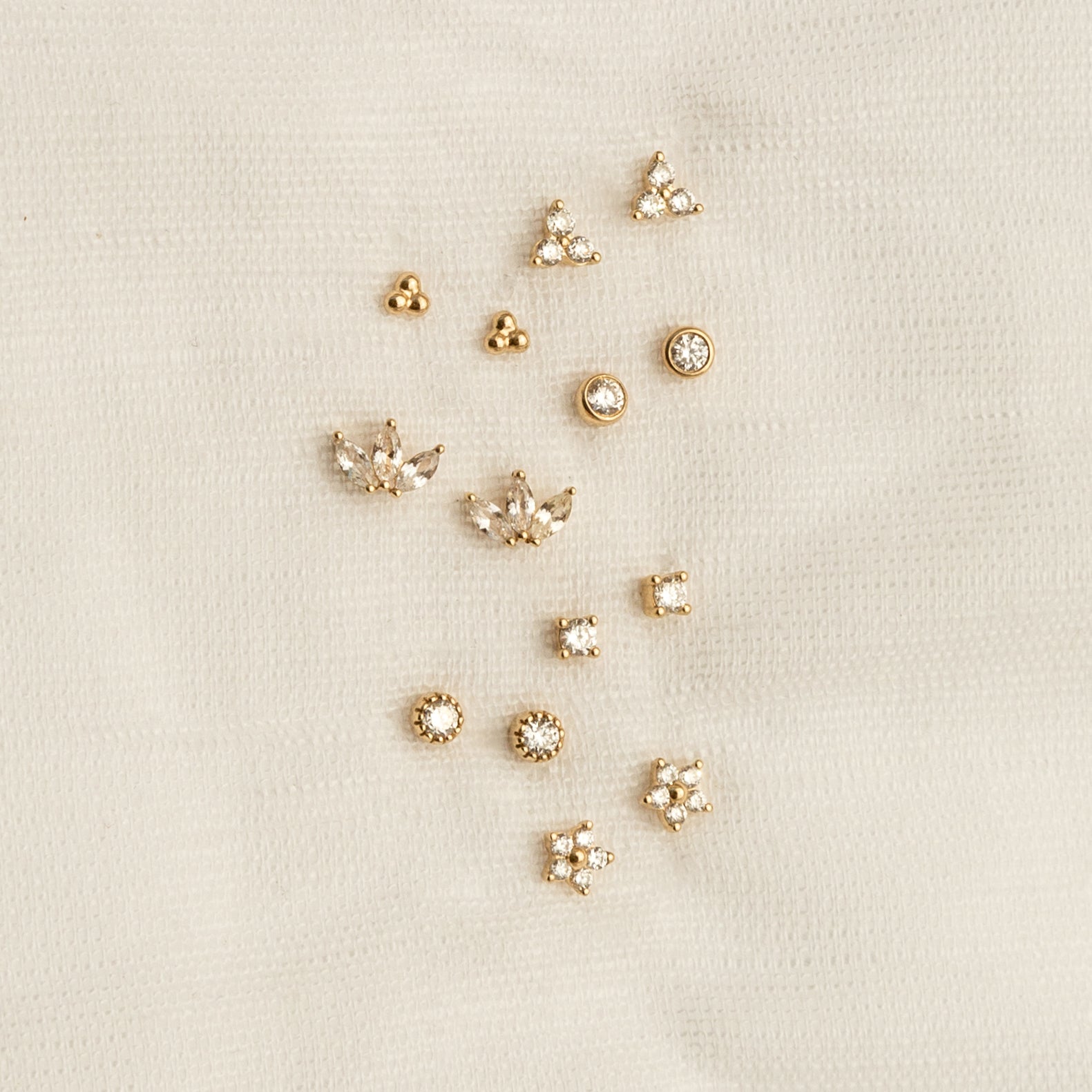 Diamond Flower Flat Back Stud Earring